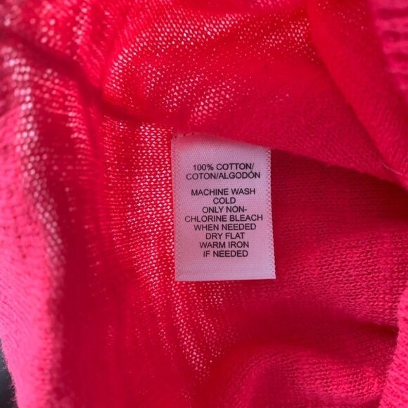 Ann Taylor LOFT Knitted Tie V-Neck Quarter Sleeve 3/4 Blouse Top Pink Small - Picture 9 of 9